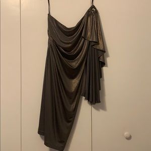 metallic one shoulder dress
